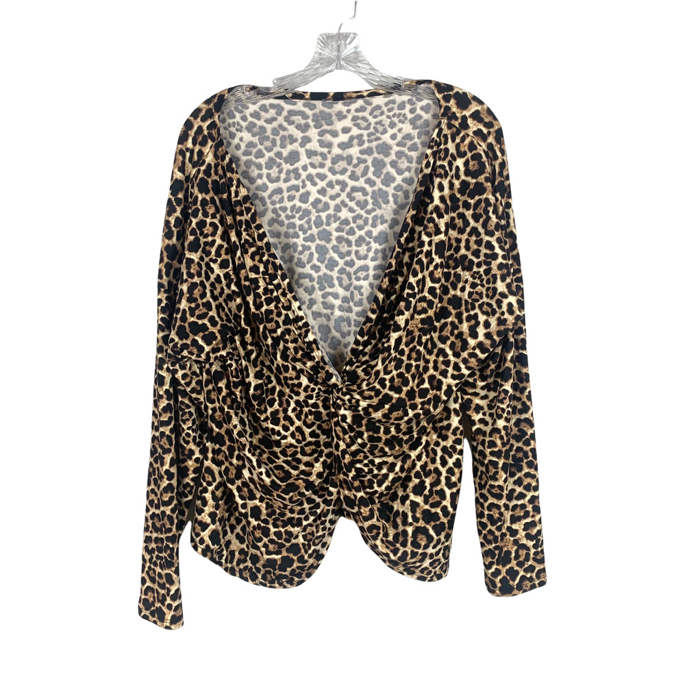 Fashion Nova, cheetah print long sleeve reversible top size medium